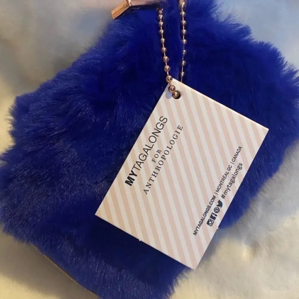 Faux Fur Earbud Case- Sapphire
